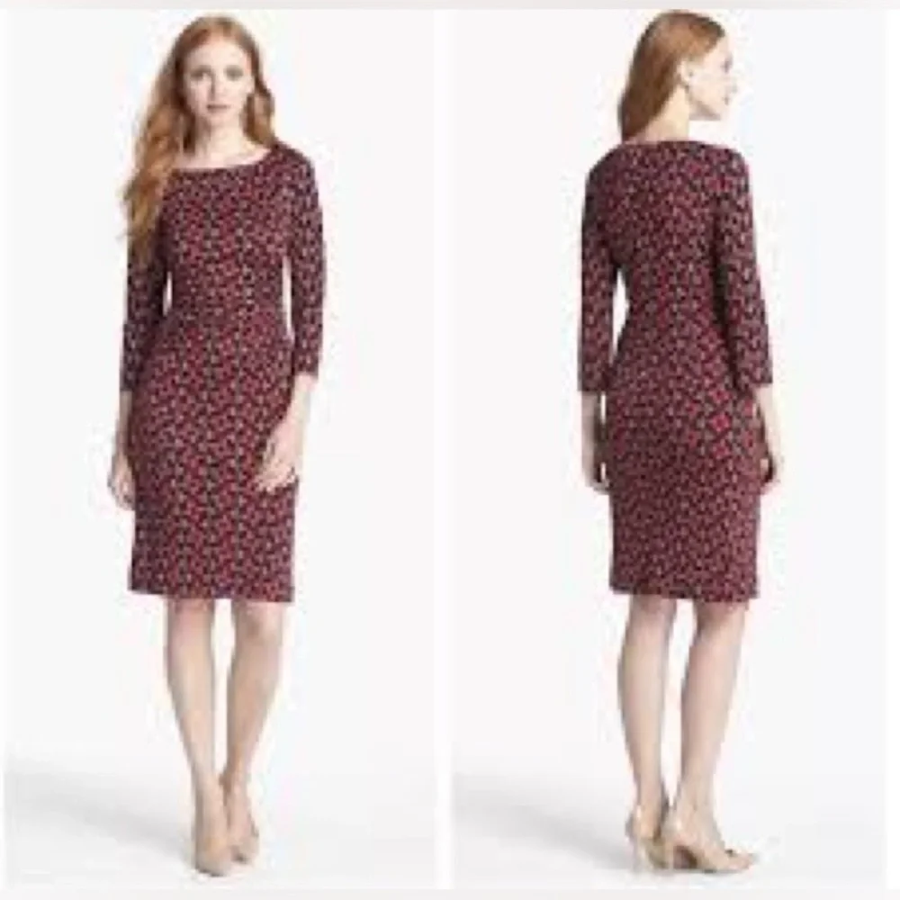 Tory Burch Corinne Abstract Print Midi Sheath Dress Size XS‎ Office Colorful
